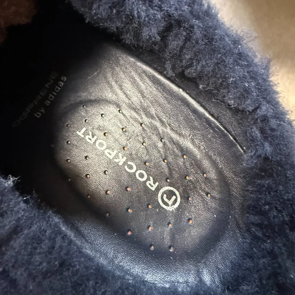 Rockport adiPRENE Faux Fur Clog Heels Navy Women’s - Picture 3 of 5